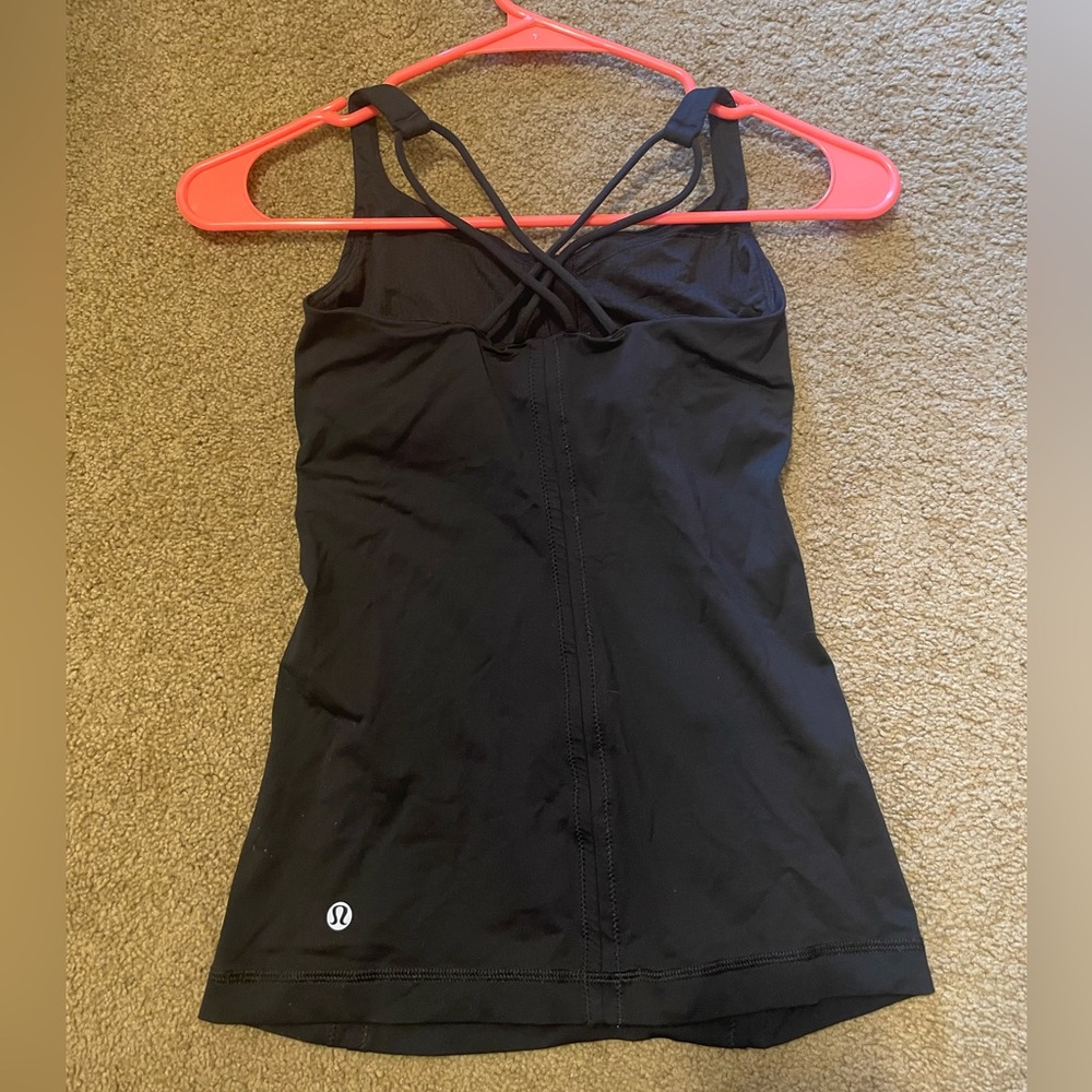 lululemon black criss cross double strap tank top, Size 2